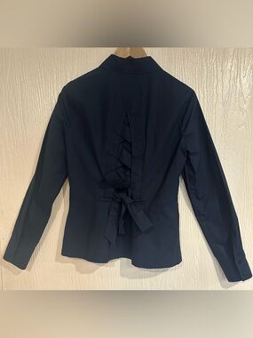 Derek Lam 10 Crosby Corset Back Collared Button Front Midnight
Blue Shirt Size 6